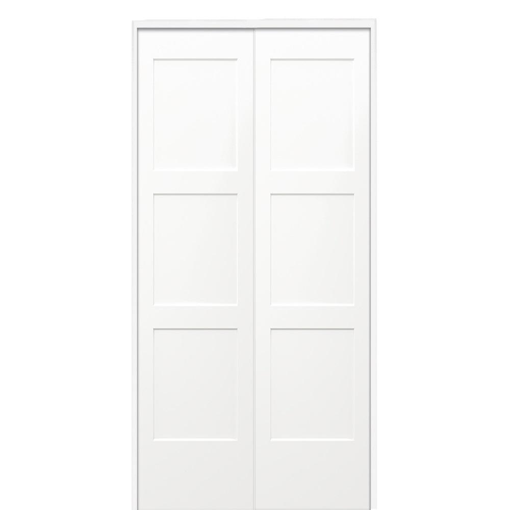 MMI Door 48 in. x 80 in. Birkdale Primed BiParting Solid Core Molded