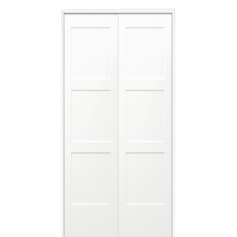 MMI Door 36 in. x 80 in. Birkdale Primed Bi-Parting Solid Core Molded ...