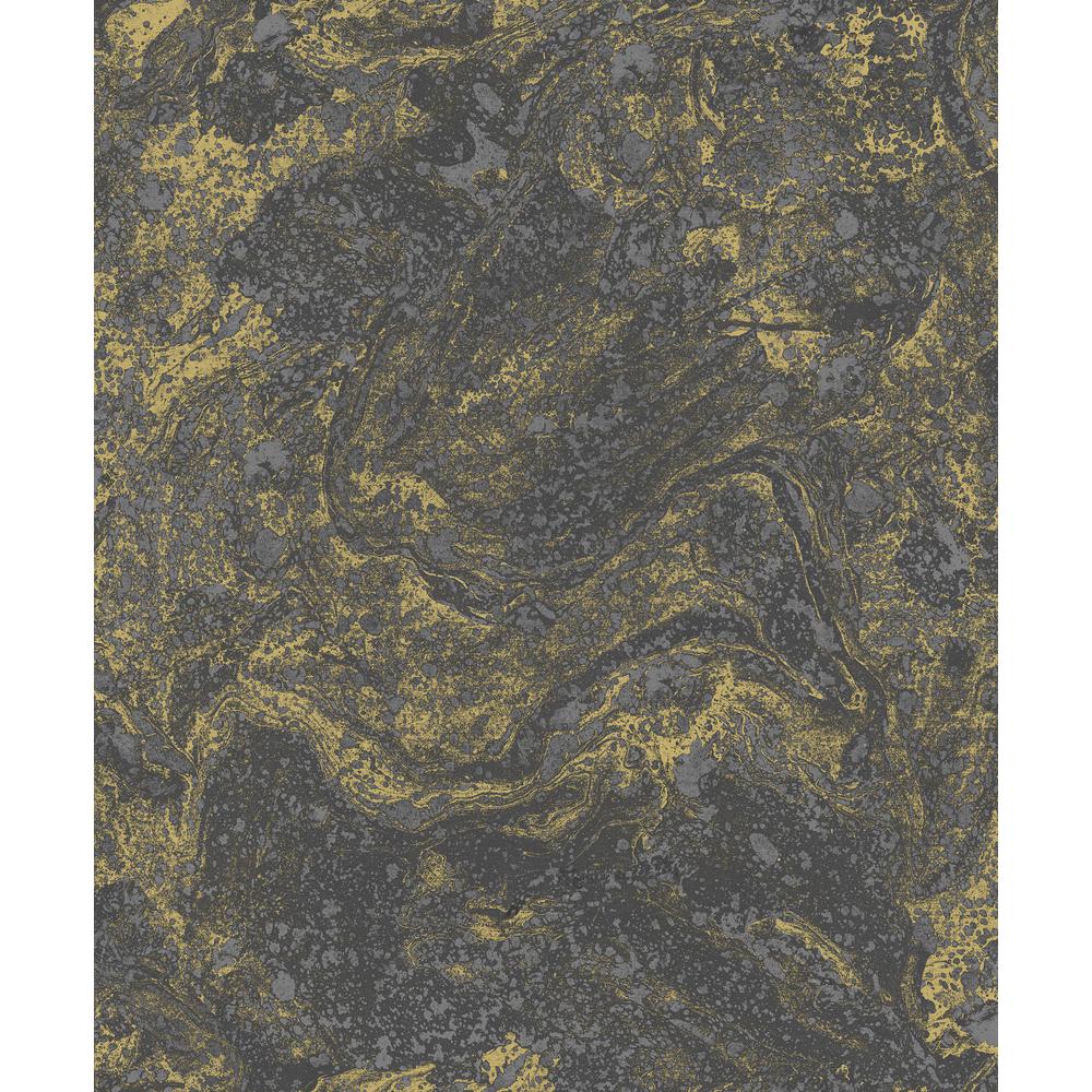 Infused Black And Gold Foil Marble Wallpaper
