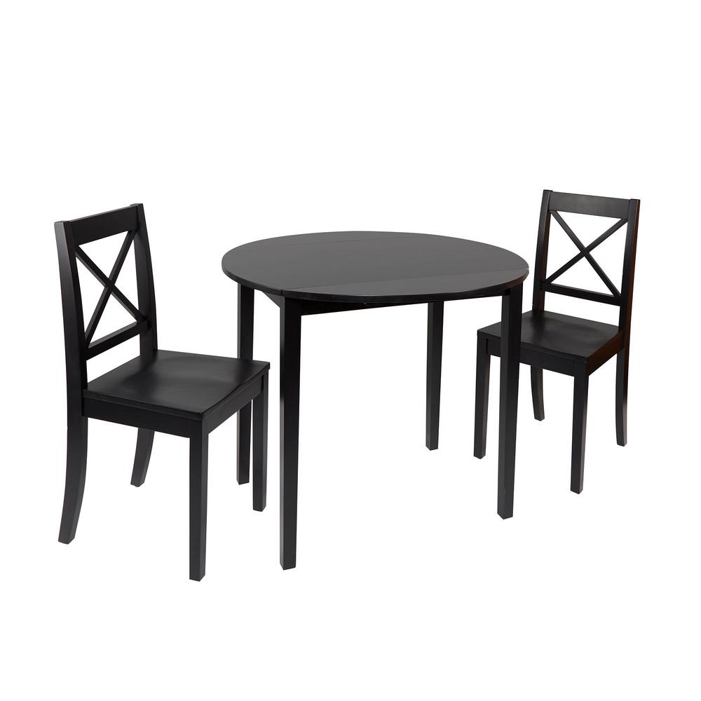 Silverwood Furniture Reimagined Murphy 3 Piece Black Drop Leaf Dining Set Cpfd1170c Set The Home Depot