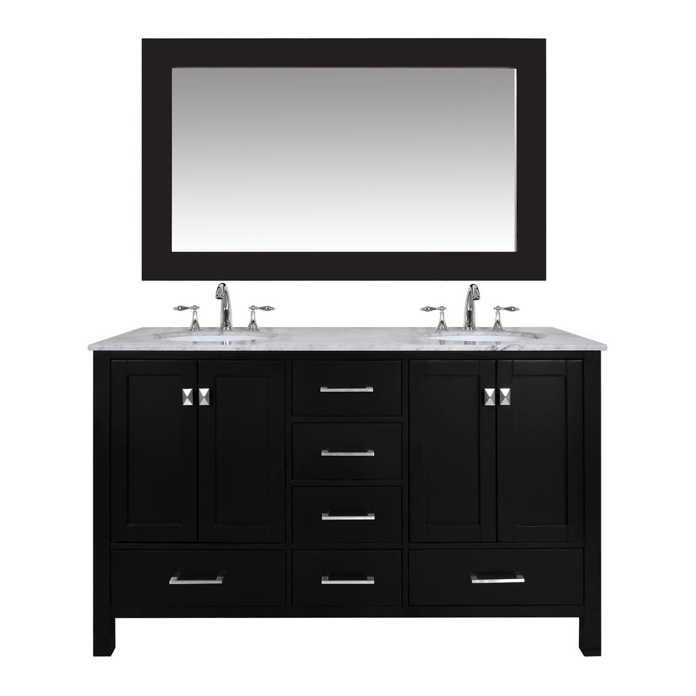 stufurhome Malibu 60 inch Vanity in Espresso with Marble Vanity Top in Carrara... by stufurhome