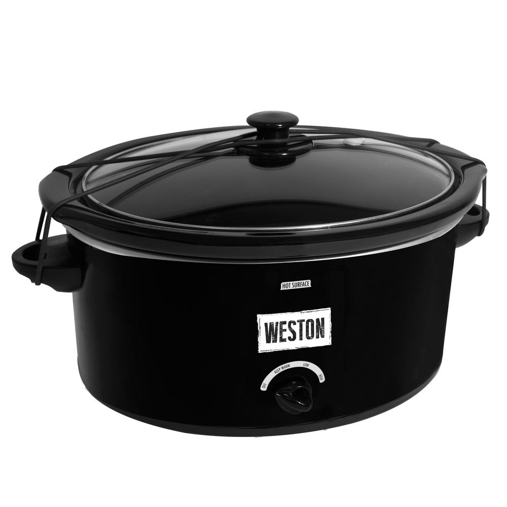 GTIN 812830021144 product image for Weston 5 Qt. Black Slow Cooker with Locking Lid and Temperature Settings | upcitemdb.com