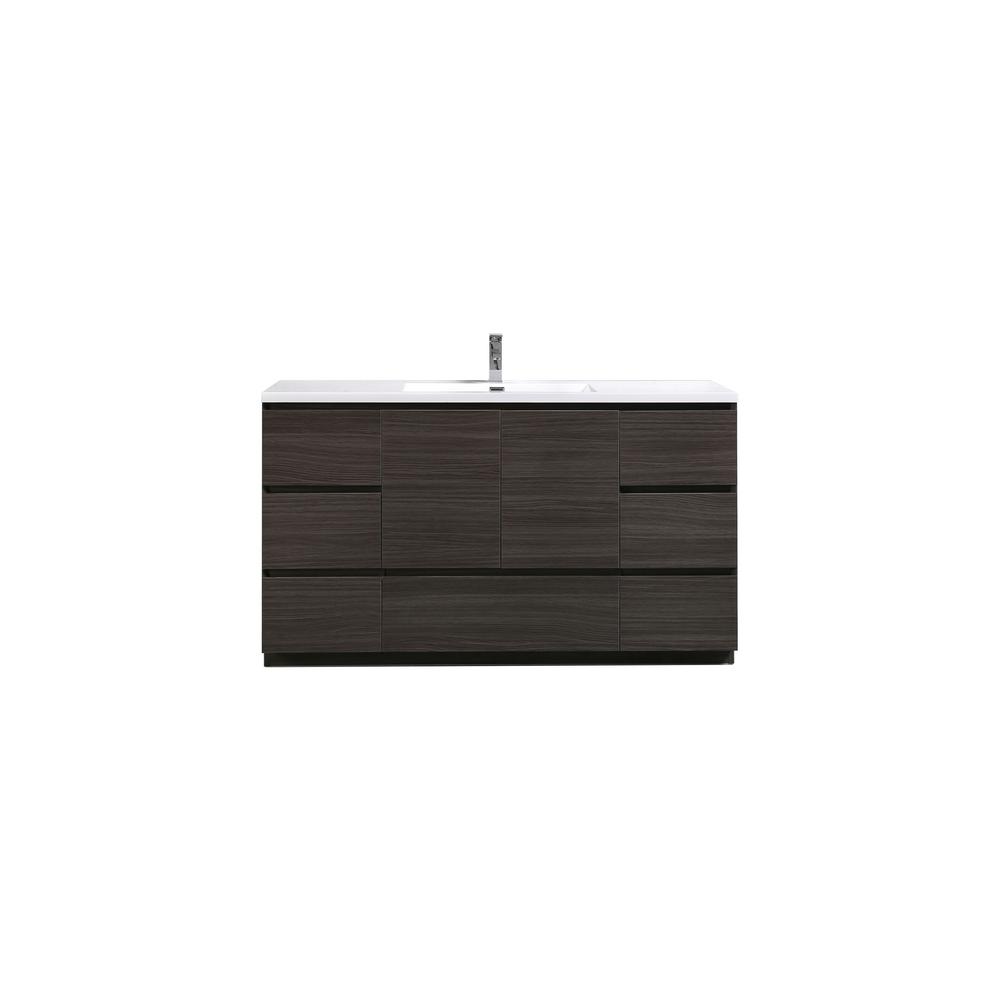 Moreno Bath Angeles 60 In W Vanity In Dark Gray Oak With