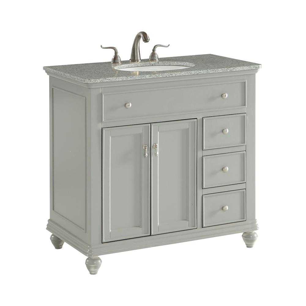 Somerton 36 In Single Bath Vanity W 3 Drawers 1 Shelf 2 Doors Granite Top Light Grey Hdvnt 24672gr The Home Depot