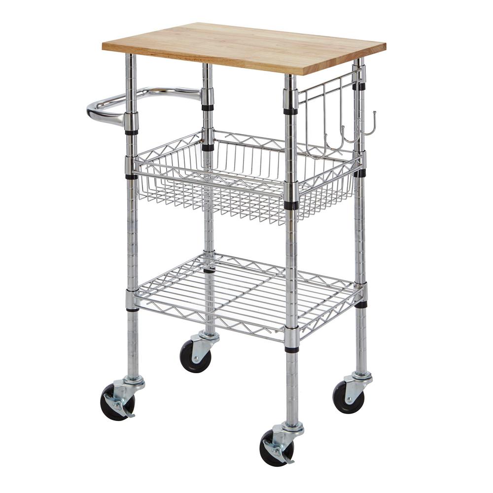 Chrome Wood Top Stylewell Kitchen Carts H18030605 4f 1000 