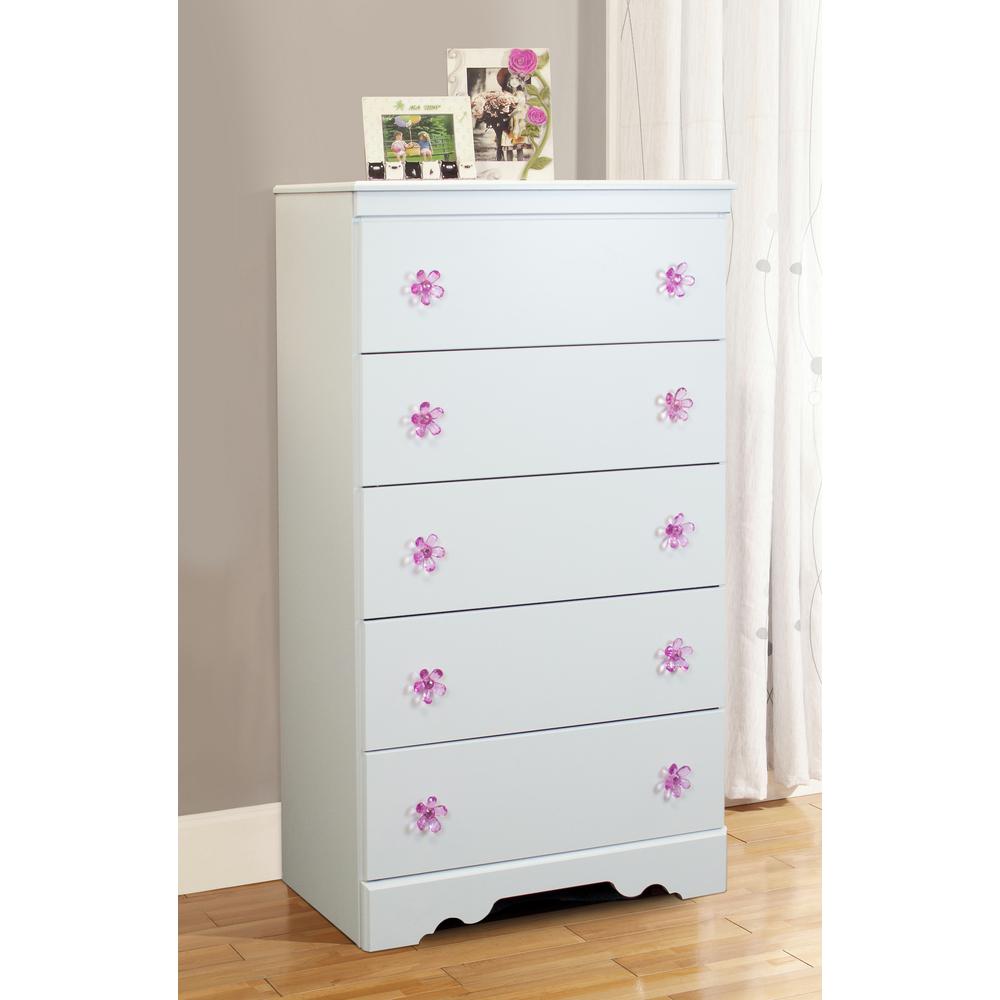 American Furniture Classics 5 Piece White Bedroom With Pink Pulls