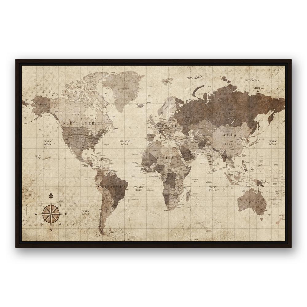 DESIGNS DIRECT 24 in x 36 in Distressed World Map  