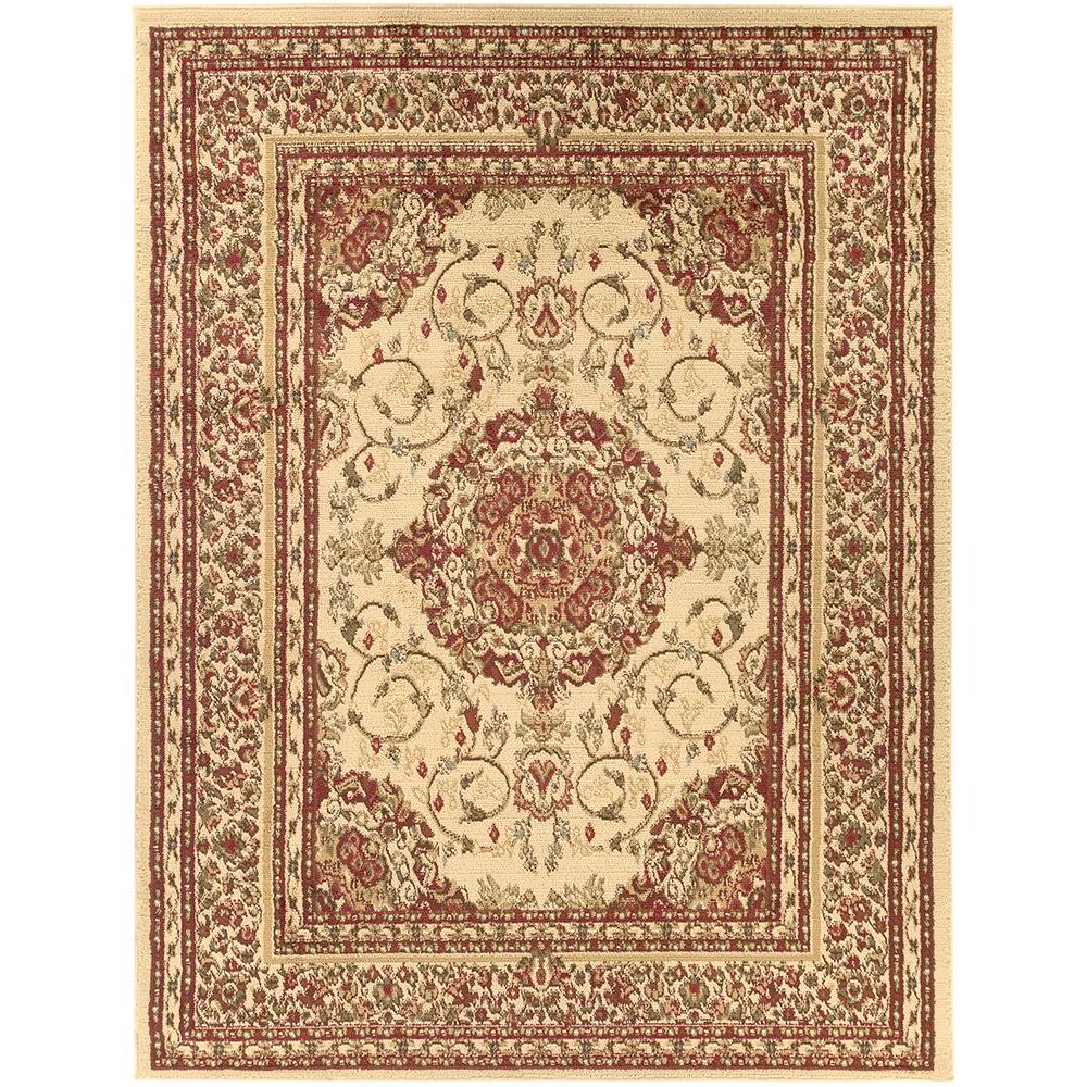 Ottomanson Traditional Oriental Medallion Beige 5 ft. 3 in. x 7 ft