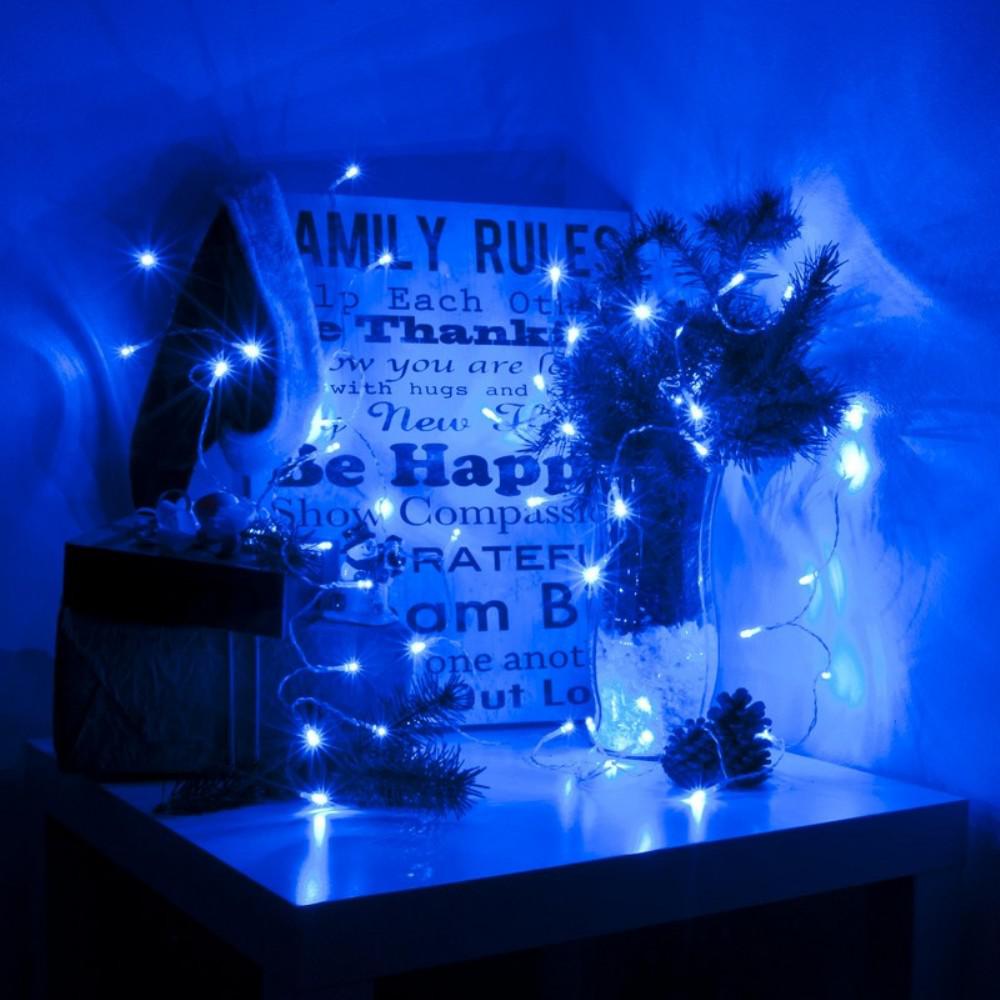 Aleko 10 Ft 30 Light Led Blue Battery Operated String Lights 30 Light Led Blue Battery Operated String Lights