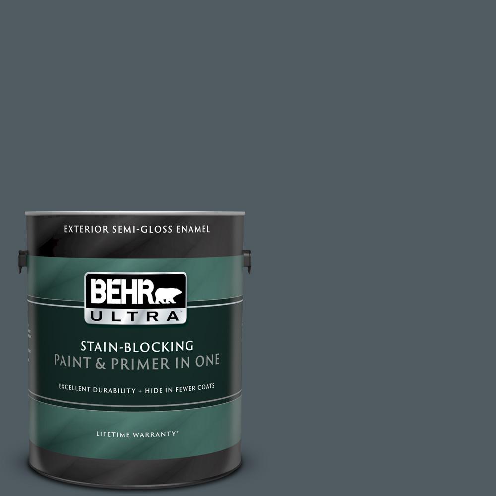 Behr Ultra 1 Gal Ppu25 21 City Rain Semi Gloss Enamel Exterior Paint And Primer In One 585301 The Home Depot