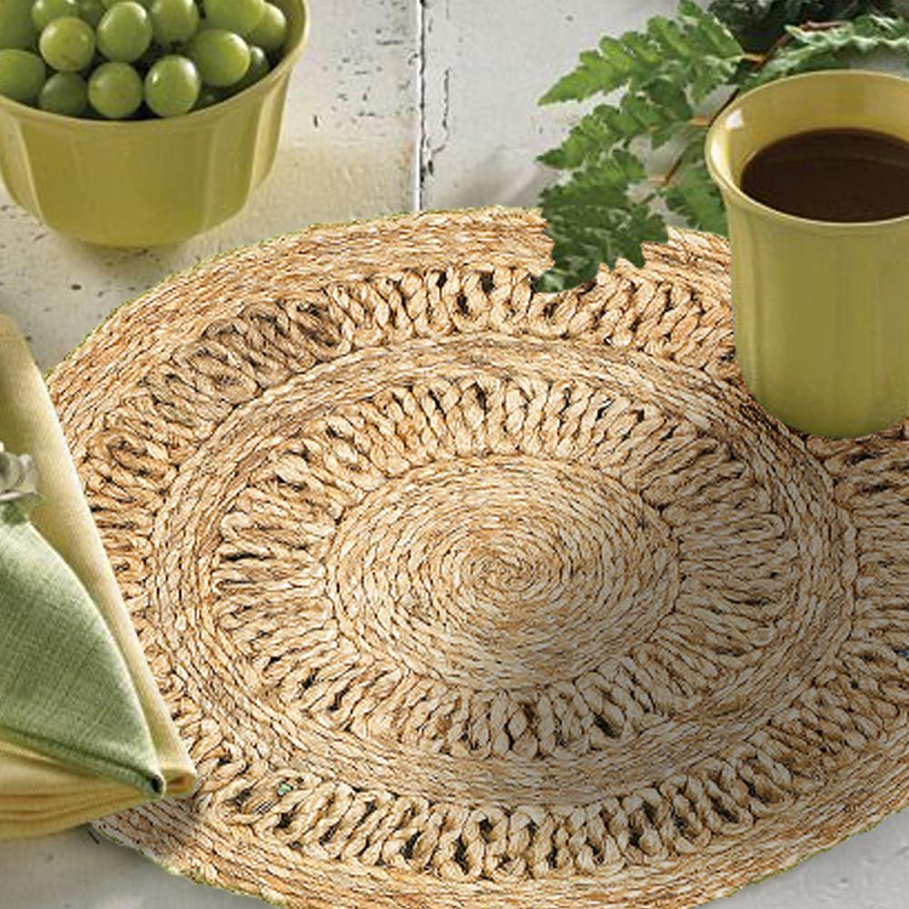 LR Resources 15 in. Natural Jute LR12027NAT15 Natural Placemat (Set of