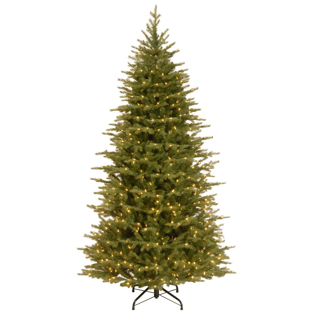 PEFA1-307-75 Hinged National Tree 7.5 Foot Feel Real Frosted Artic Spruce Tree with Cones and 750 Clear Lights