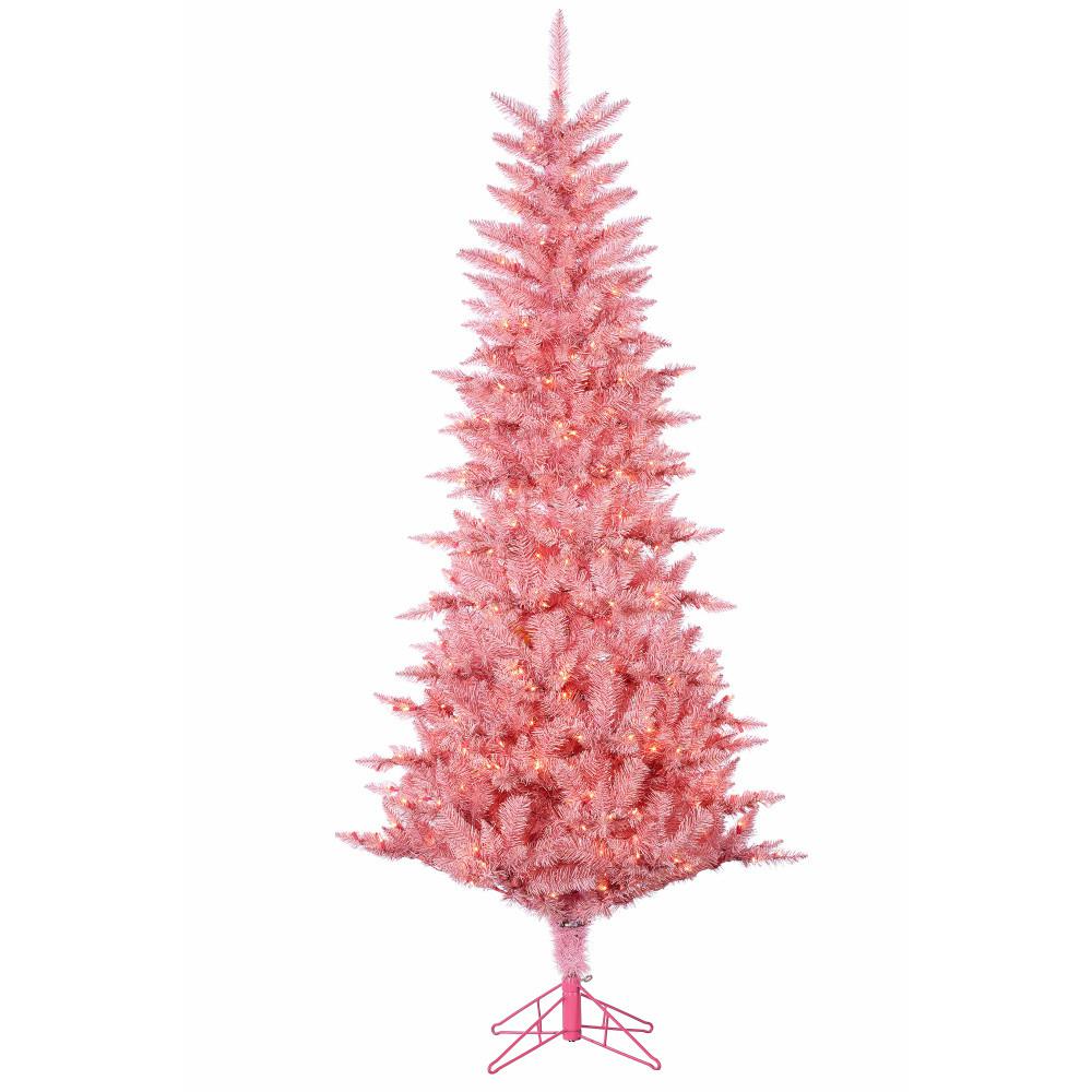 Northlight 84 In Pink Pre Lit Flocked Artificial Christmas Tree With Clear Lights 32915353 The Home Depot