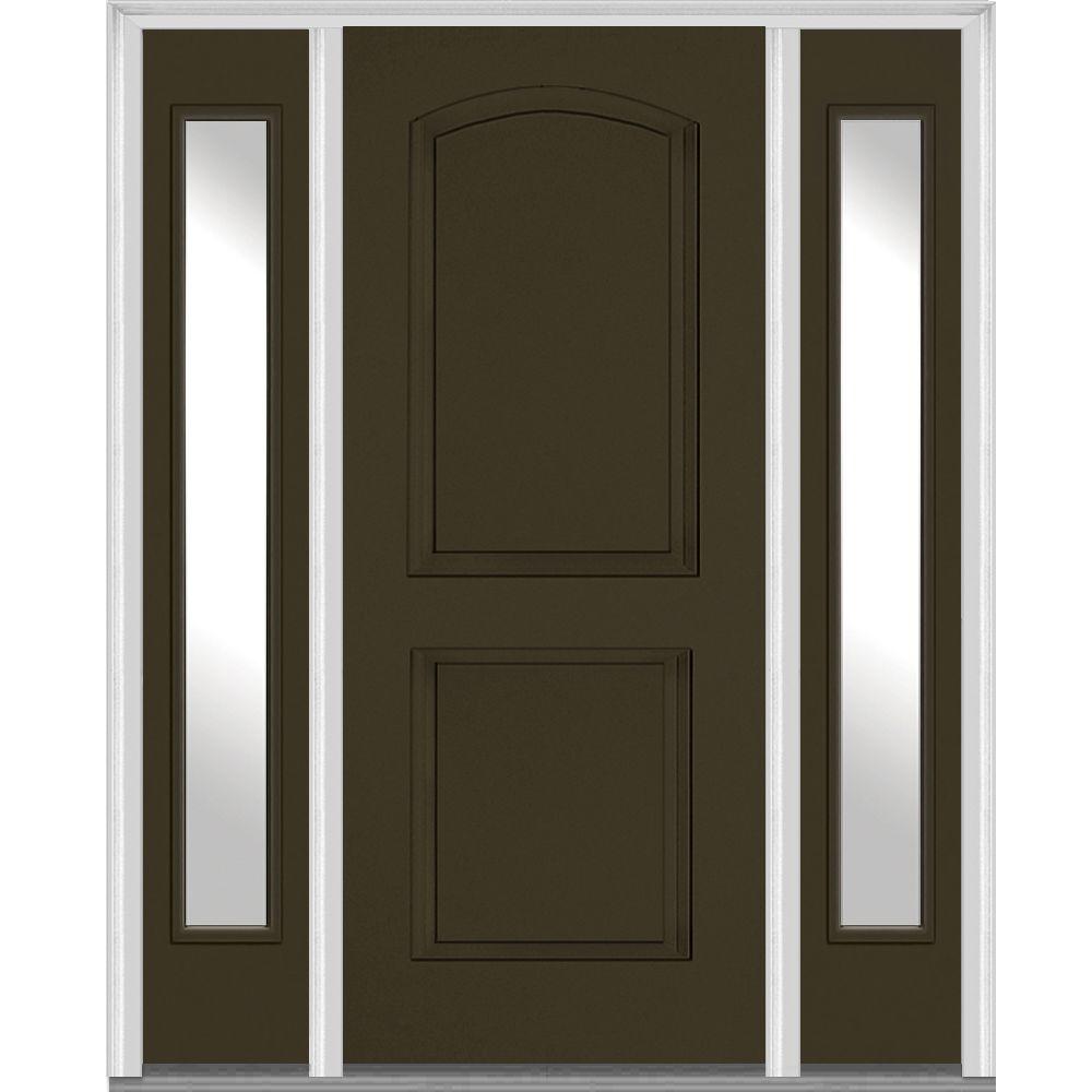 Mmi Door 60 In X 80 Left Hand Inswing 2 Panel Arch Painted Fiberglass Smooth Prehung Front With Sidelites