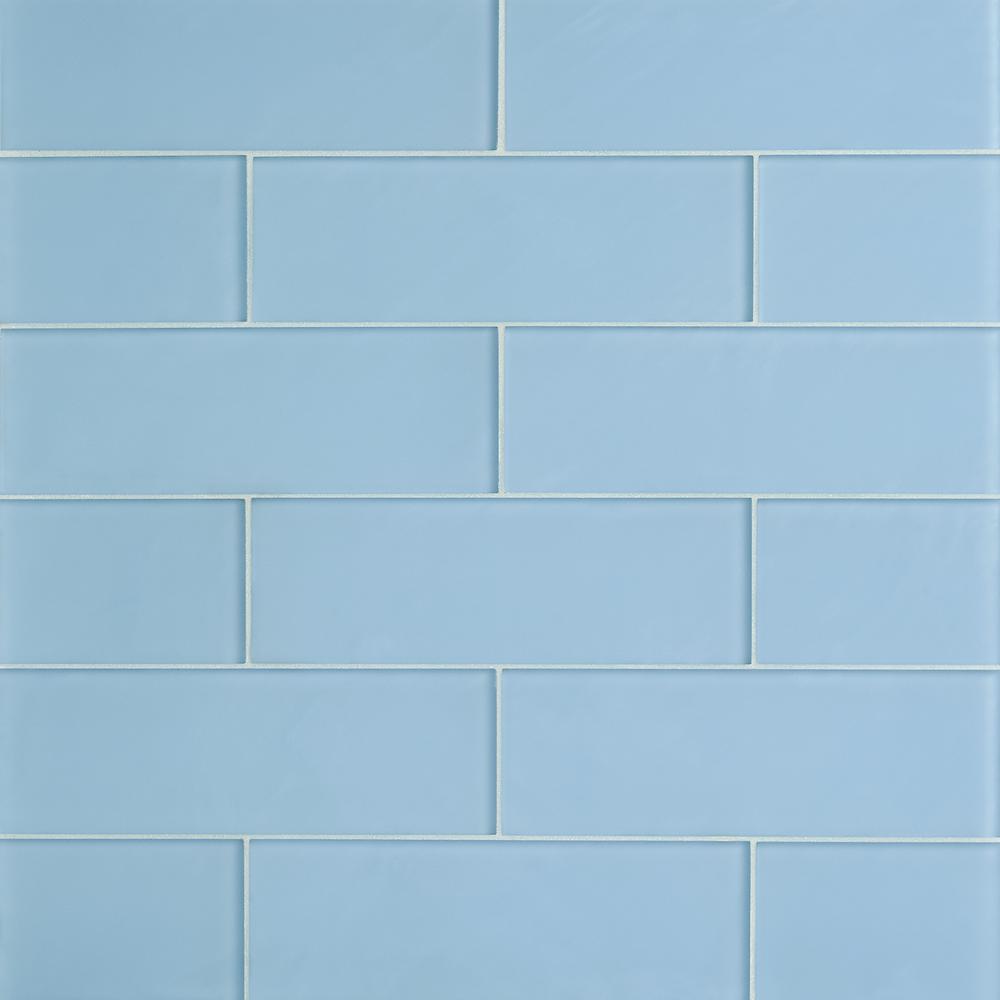 Ivy Hill Tile Contempo 4 in. x 12 in. Blue Gray Frosted Glass Wall Tile ...