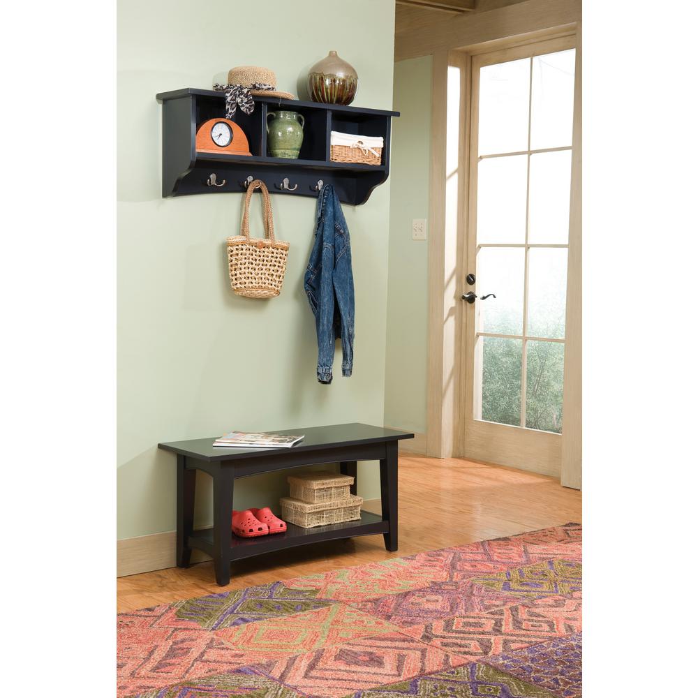 Alaterre Furniture Shaker Cottage Black Hall Tree with Storage ...