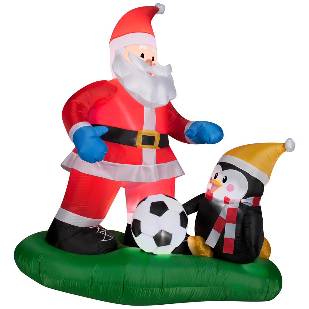 Home Accents Holiday 4 99 Ft Pre Lit Led Inflatable Santa Soccer Pre Lit Led Inflatable Santa Soccer Scene Airn