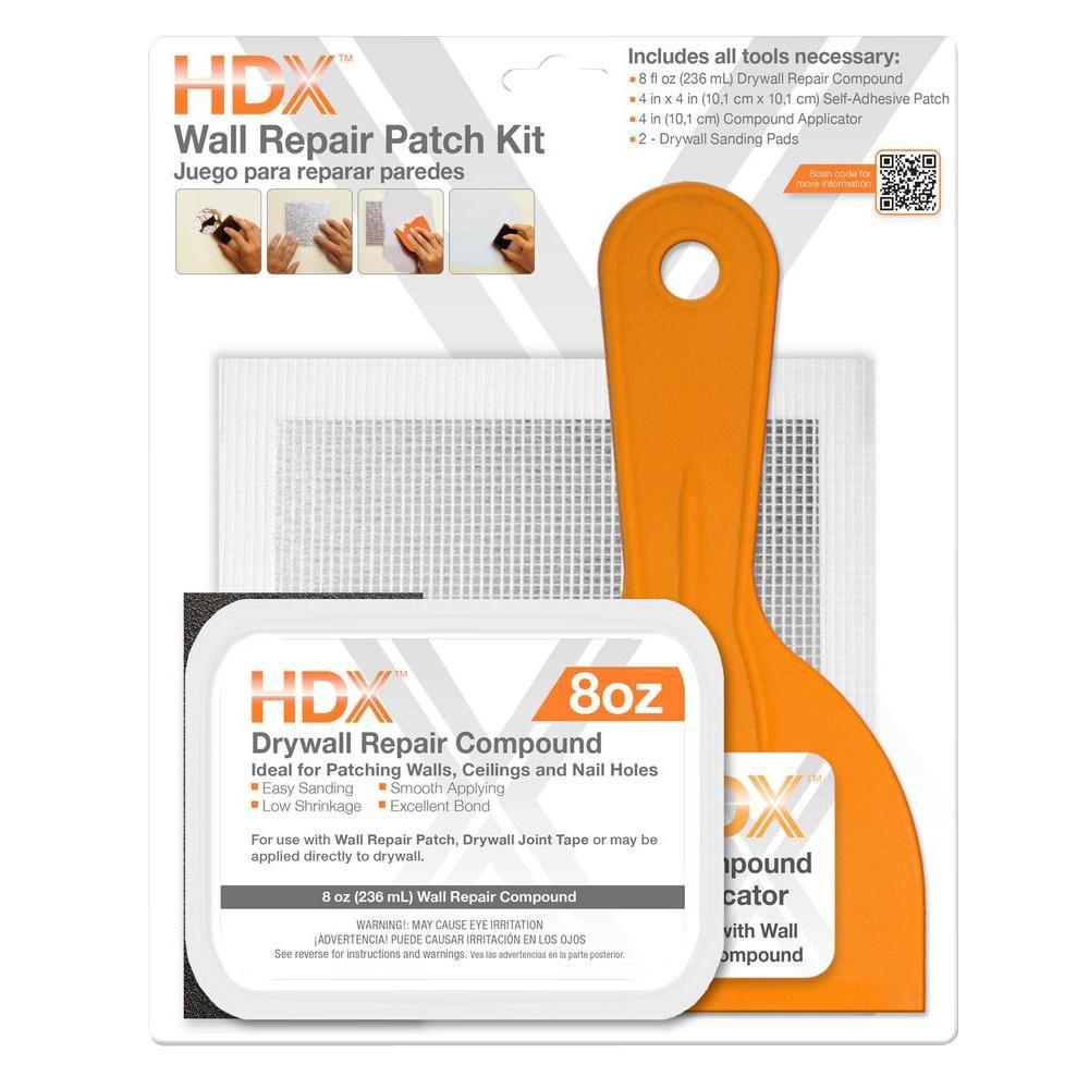 Hdx 4 In X 4 In Drywall Repair Patch Kit 13605 The Home Depot