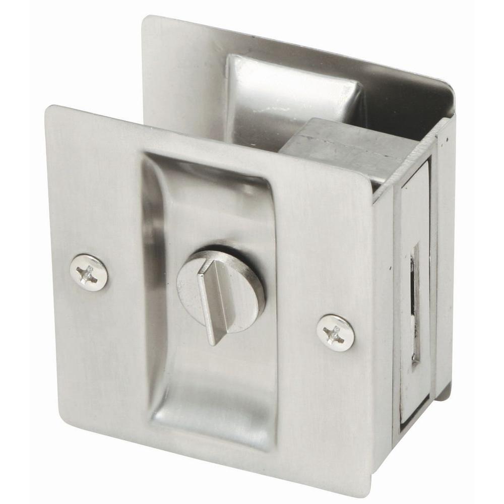 Design House Satin Nickel Pocket Door Lock Privacy Hardware202846 The Home Depot