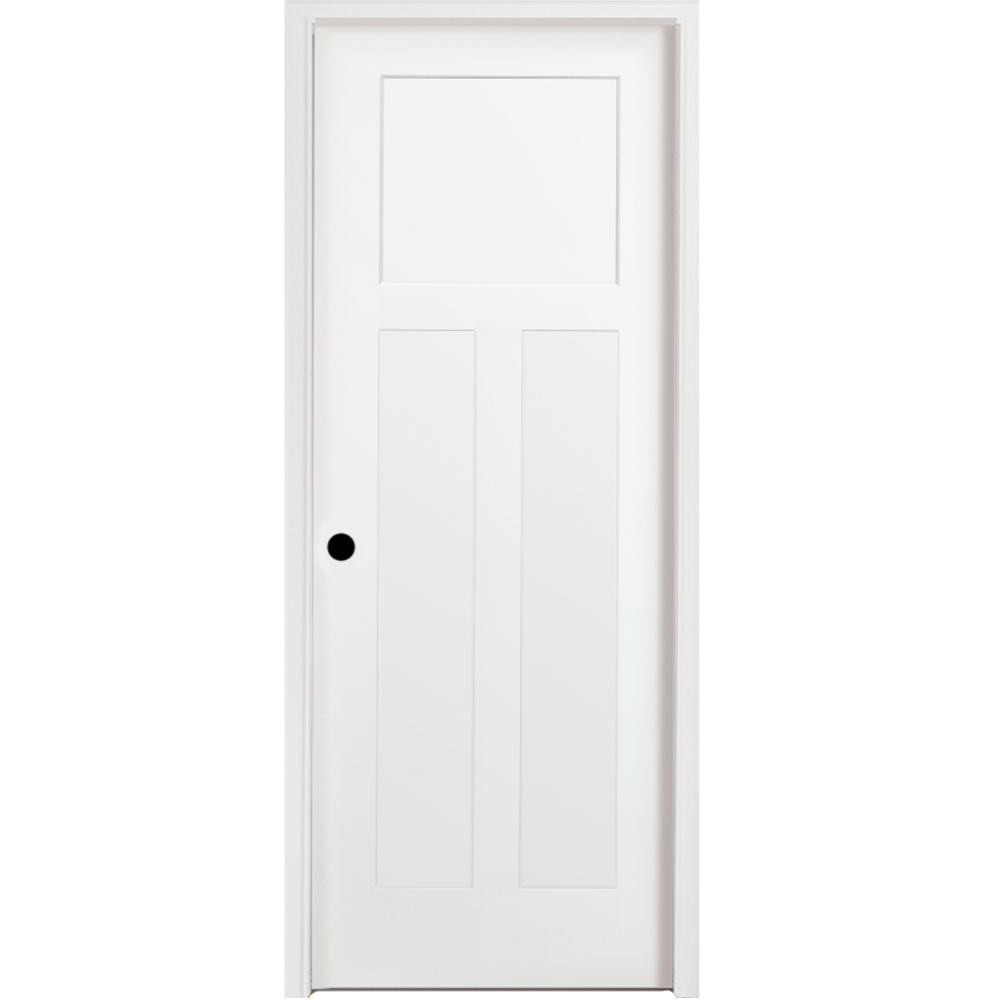 Steves Sons 24 In X 80 In 3 Panel Mission Shaker Primed Right Hand Solid Core Wood Single Prehung Interior Door With Nickel Hinges