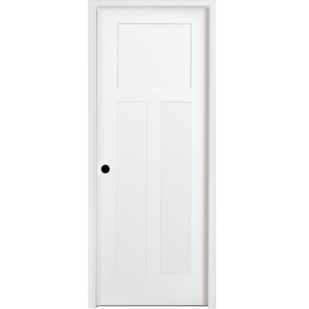 Steves Sons 30 In X 80 In 3 Panel Mission Shaker Primed Right Hand Solid Core Wood Single Prehung Interior Door With Nickel Hinges