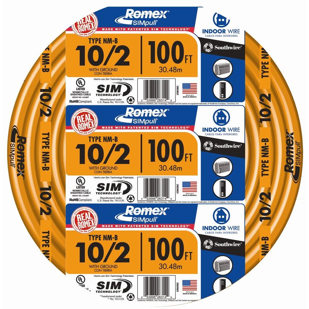 10 2 Wire >> 100 Ft 10 2 Solid Romex Simpull Cu Nm B W G Wire 10 2 Wire >> 100 Ft 10 2 Solid Romex Simpull Cu Nm B W G Wire