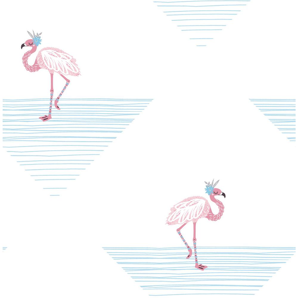 Seabrook Designs Kids Fuchsia And Sky Blue Dancing Flamingos Seabrook Designs Kids Fuchsia And Sky Blue Dancing Flamingos Wallpaper
