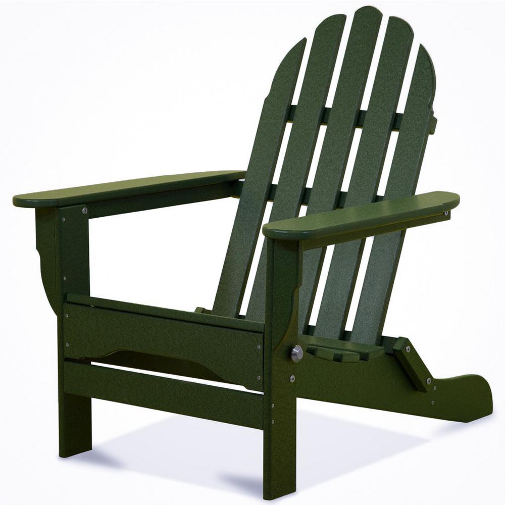 DUROGREEN Icon Forest Green Plastic Folding Adirondack Chair-TAC8020FG