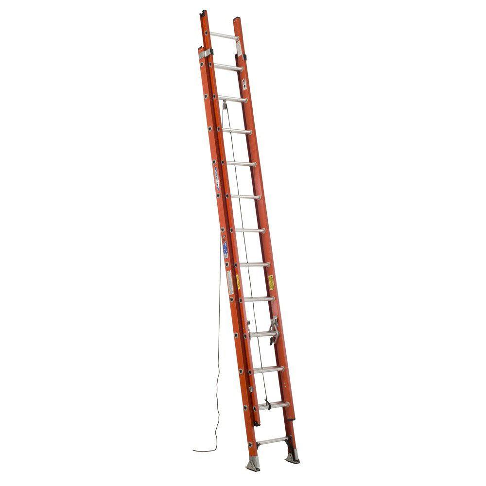 Werner 24 Ft Fiberglass Extension Ladder With 300 Lbs Load Capacity Type Ia Duty Rating D6224 2 The Home Depot