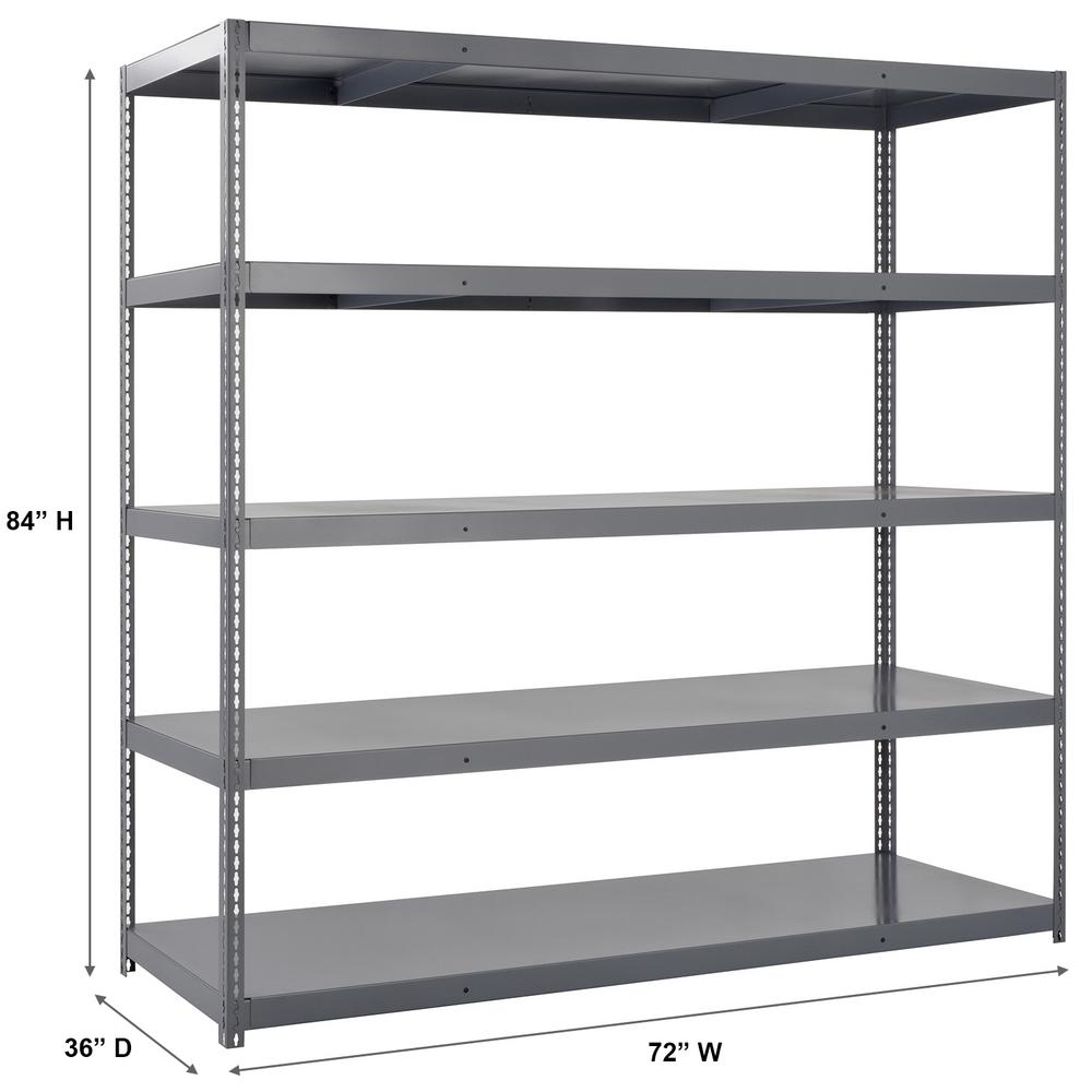 Edsal 84 In H X 72 In W X 36 In D 5 Shelf High Capacity Boltless Steel Shelving Unit In Gray Hcu 723684 The Home Depot