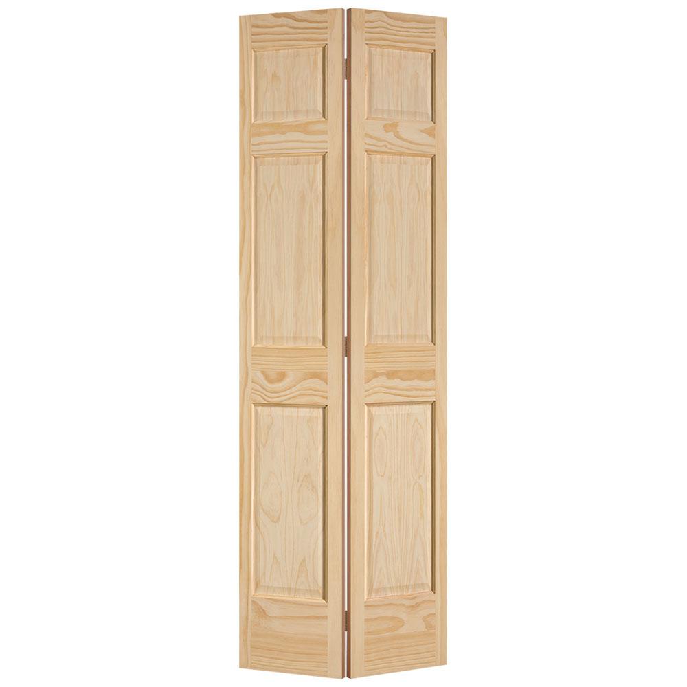 Masonite 24 In X 80 In 6 Panel Unfinished Solid Core Pine Bi Fold Interior Door