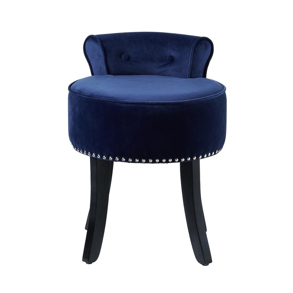 Inspired Home Margot Nailhead Trim Rolled Back Slate Blue Velvetvanity Stool Vs52 02sb Hd The Home Depot