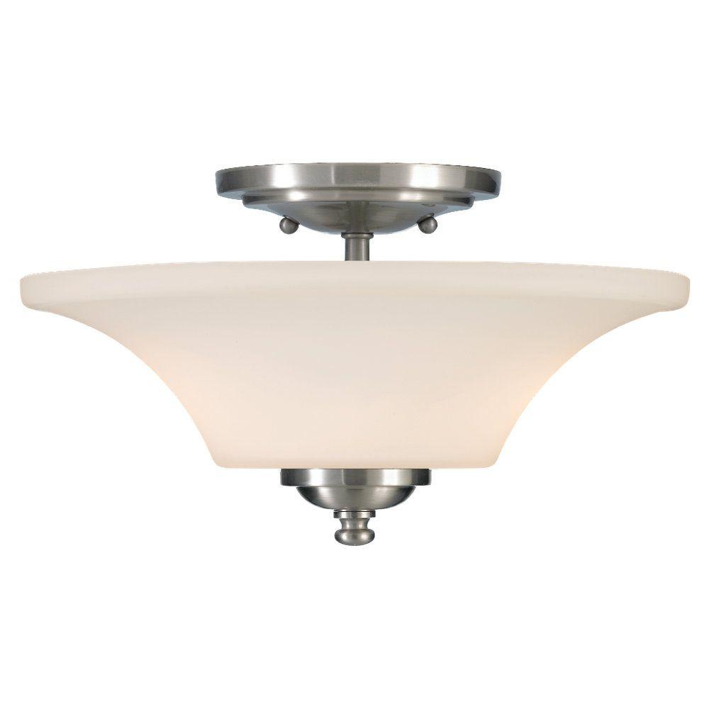 Feiss Barrington 2 Light Stainless Steel Semi Flush Mount Feiss Barrington 2 Light Stainless Steel Semi Flush Mount