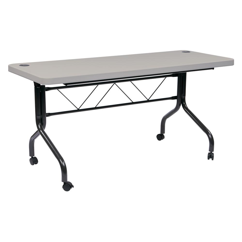 Office Star Products Work Smart 5’ Resin Multi Purpose Flip Table with Locking Casters