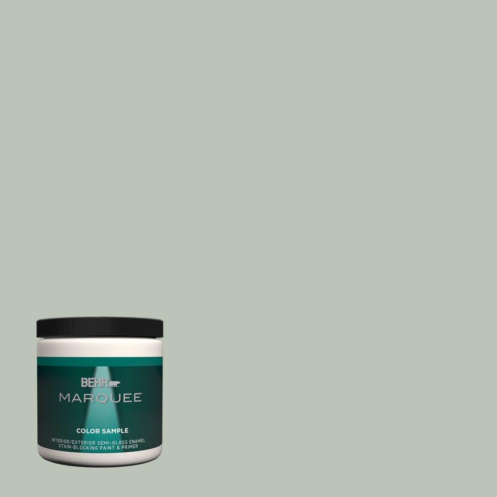 Behr Marquee 8 Oz Ppu11 11 Summer Green One Coat Hide Semi Gloss Ppu11 11 Summer Green One Coat Hide Semi Gloss Enamel Interior Exterior Paint And Primer In Sample