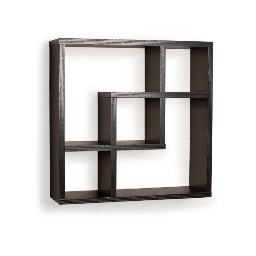 Contempo 18 In W X H Black Mdf Geometric Square Wall Shelf With 5 Openings