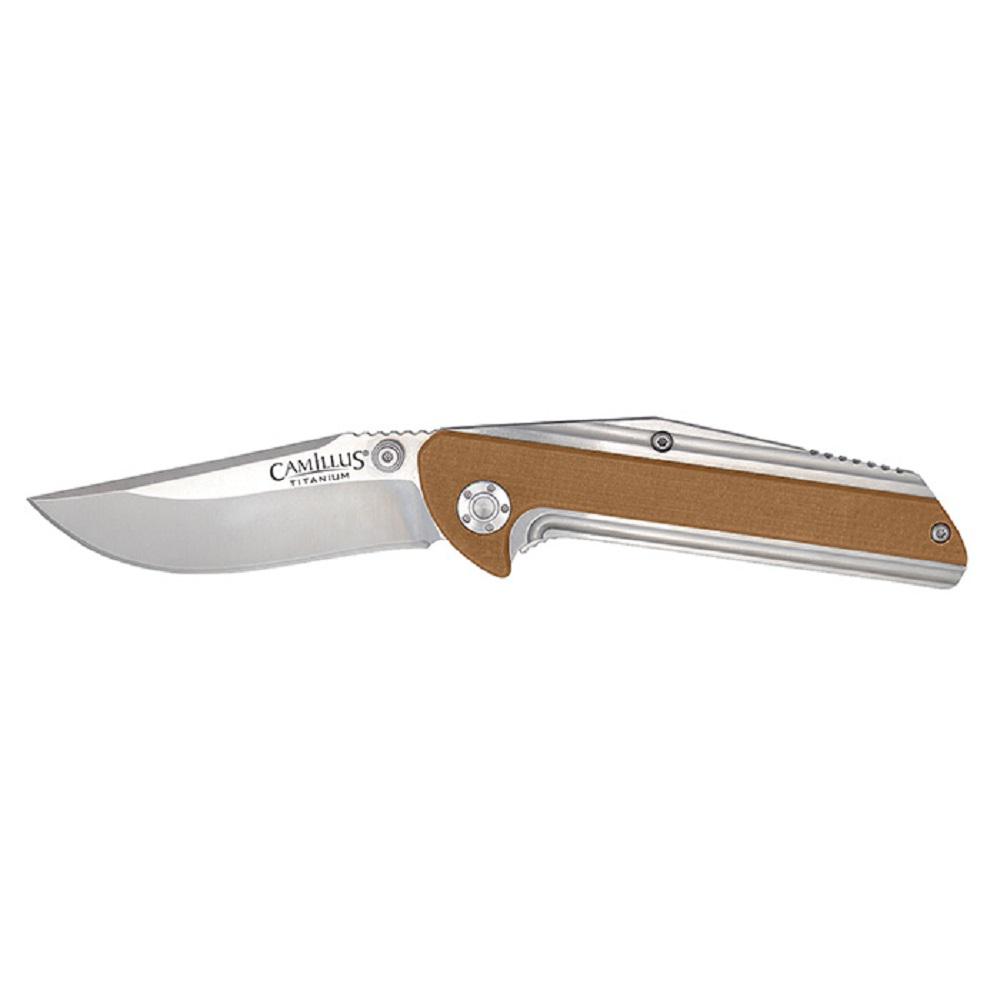 Camillus Sevens 3 in. Titanium Bonded Drop Point Straight Edge Folding Knife, Stainless Steel