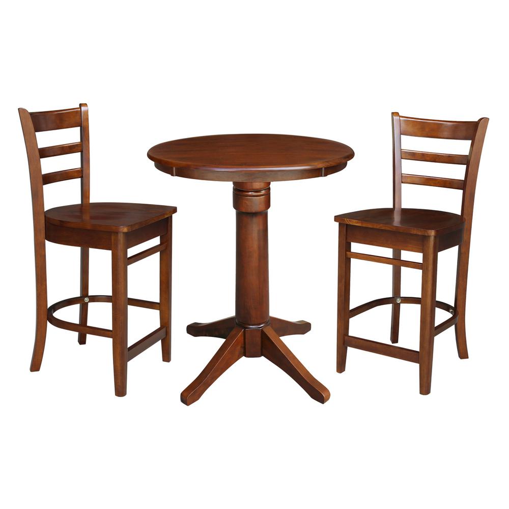 Espresso Solid Wood Round Table, Round Table International