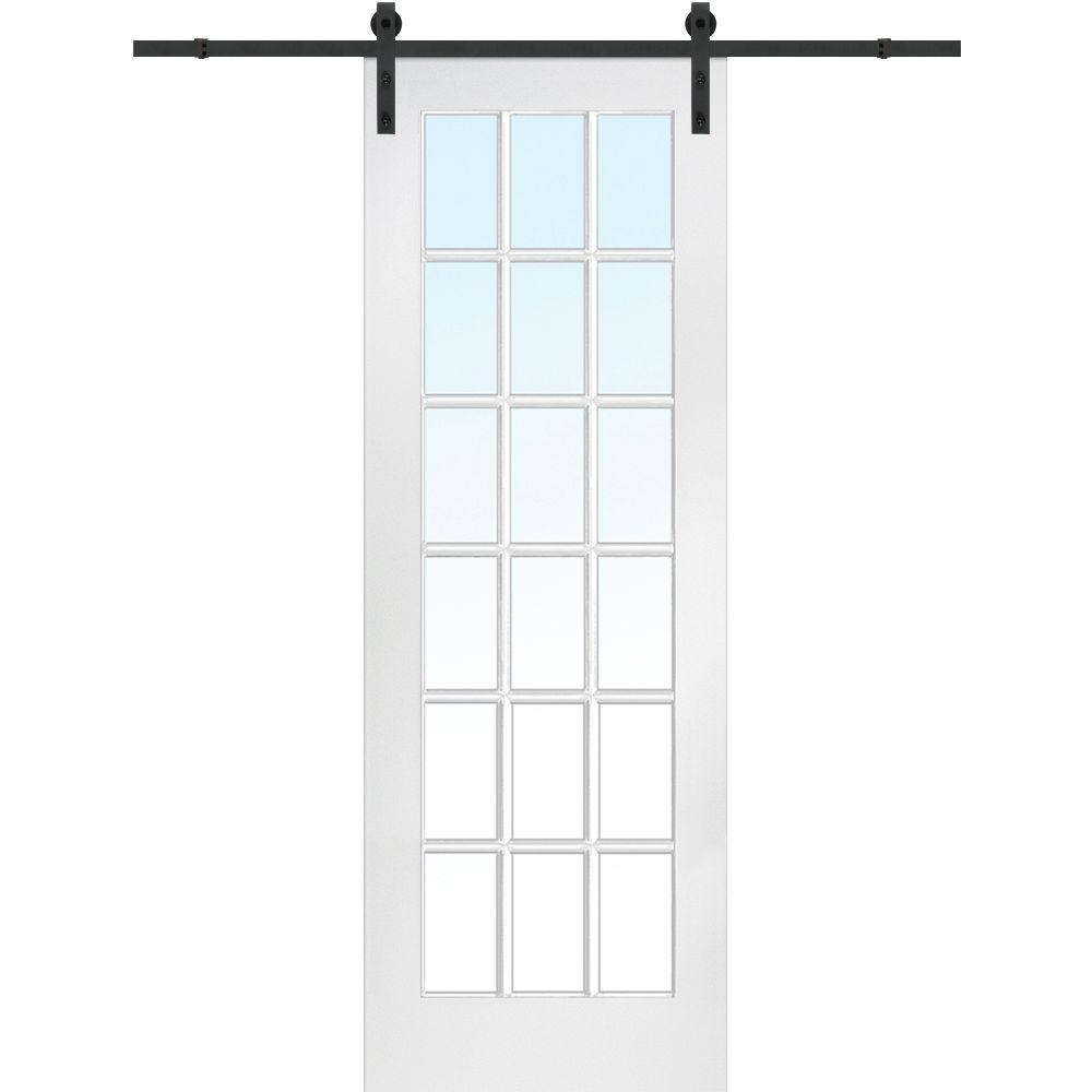 Mmi Door 36 In X 96 Primed 18 Lite With Barn Hardware Kit