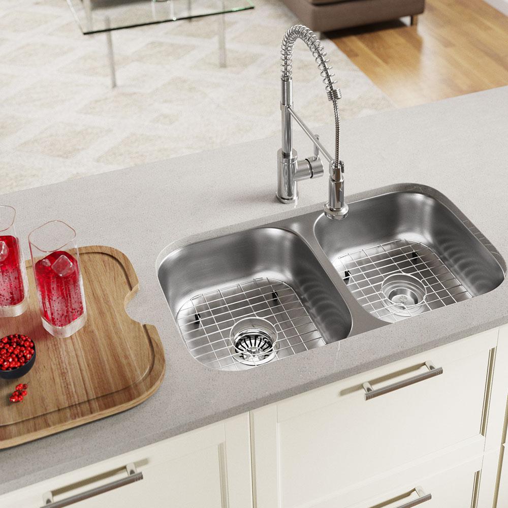Mr Direct Undermount Stainless Steel 18 In 50 50 Double Bowl Kitchen Sink