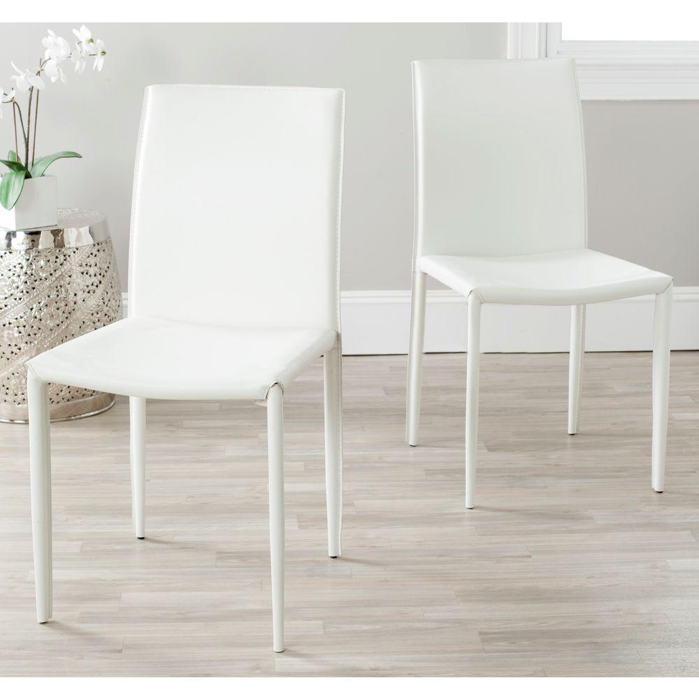 Safavieh Karna White Bonded Leather Dining Chair-FOX2009A ... on {keyword}