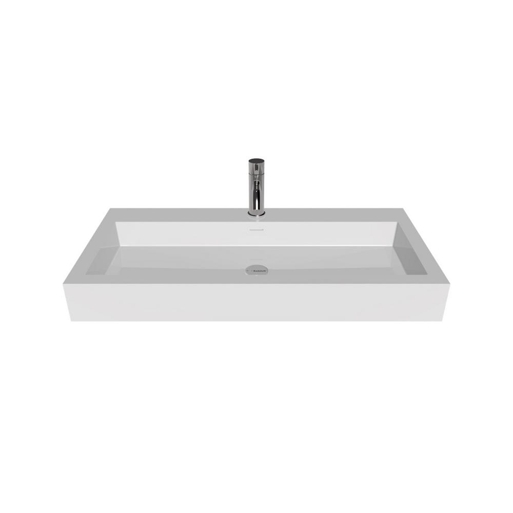 Badeloft Usa 39 In Wall Mount Vessel Sink Matte White Badeloft Usa 39 In Wall Mount Vessel Sink Matte White