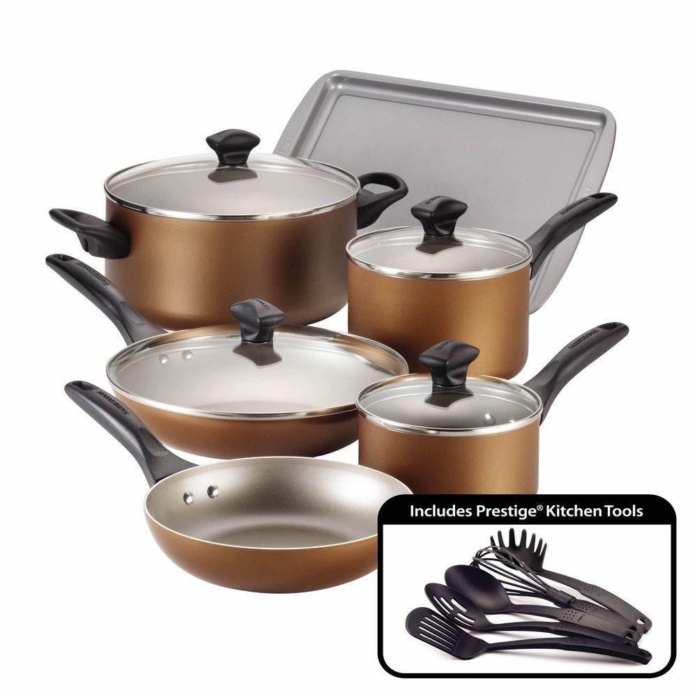 Farberware 15-Piece Copper Cookware Set with Lids-21890 - The Home Depot