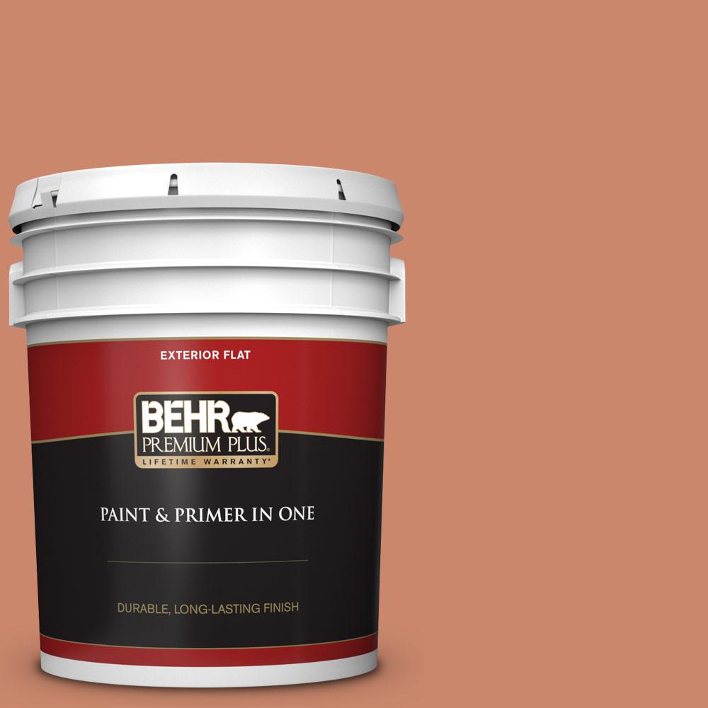 BEHR Premium Plus 5 gal. 230D5 Aztec Brick Flat Exterior Paint and