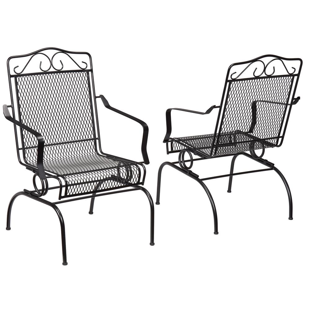 Hampton Bay Nantucket Rocking Metal Outdoor Dining Chair 2 Pack 6991700 0205157 The Home Depot