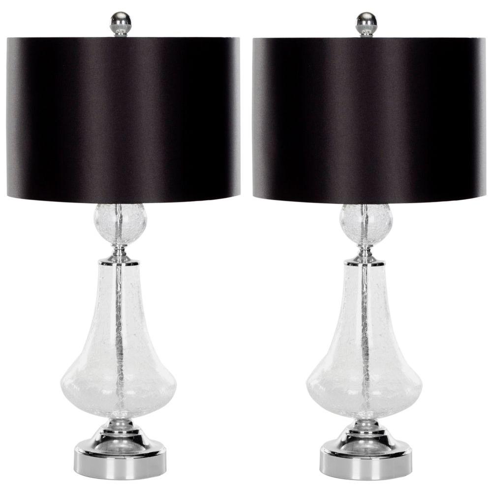 Black Table Lamps The Home Depot Glass Table Lamp With Black Satin Shade Set Of 2