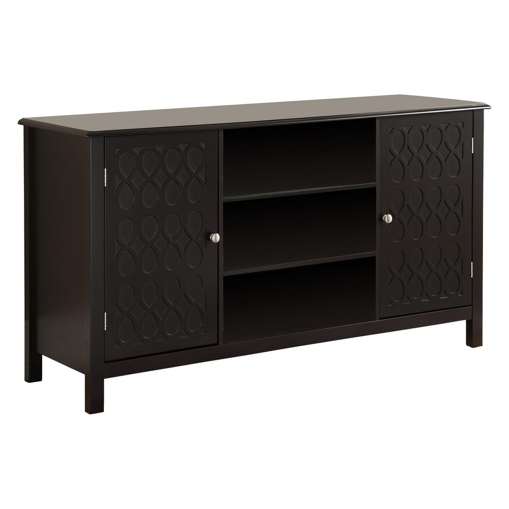Kings Brand Furniture Black Tv Stand With 2 Cabinets And