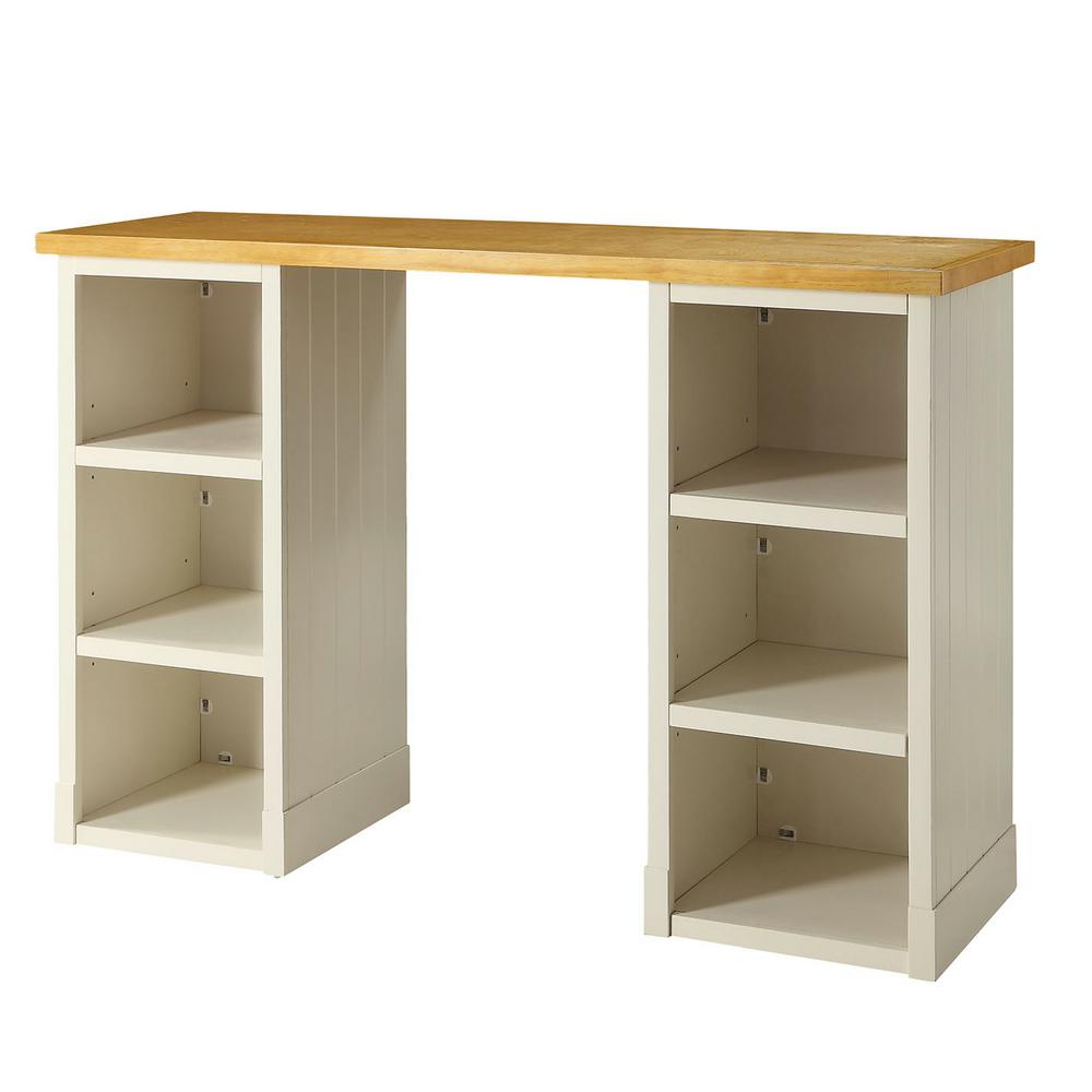 Sidney Polar White with Solid Wood Top Craft Desk