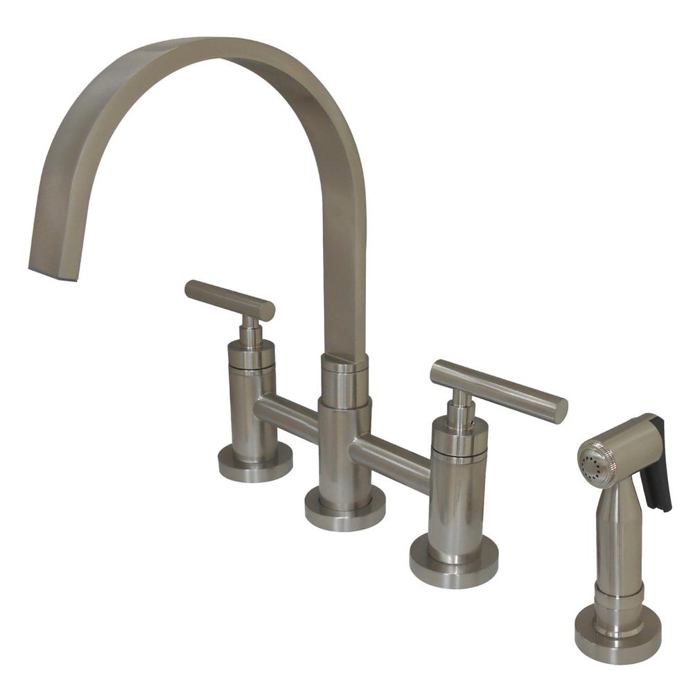 Kingston Brass Manhattan 2Handle Bridge Kitchen Faucet with Side