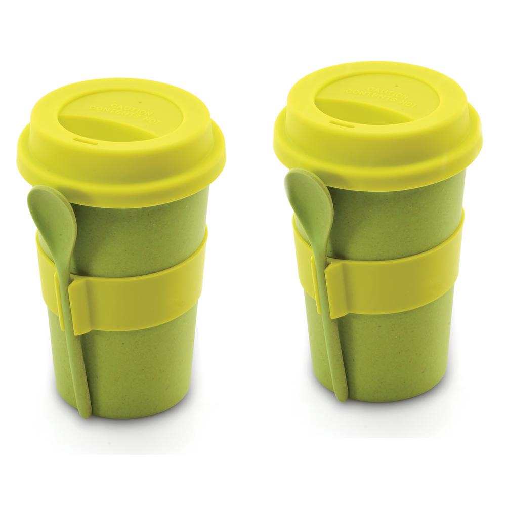Berghoff 8 Oz Cooknco Green Coffee Mug With Spoon Set Of 2 Berghoff 8 Oz Cooknco Green Coffee Mug With Spoon Set Of 2